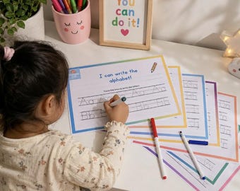 Alphabet letters handwriting tracing worksheet perfect for preschool, F2, kindergarten