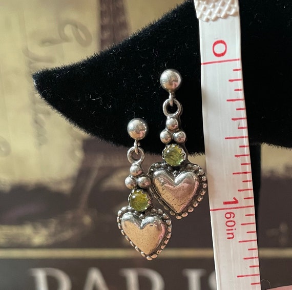 Sterling heart dangle earrings, native inspired, … - image 4