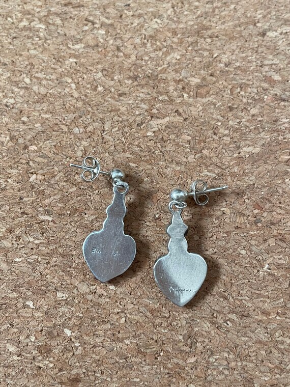 Sterling heart dangle earrings, native inspired, … - image 9