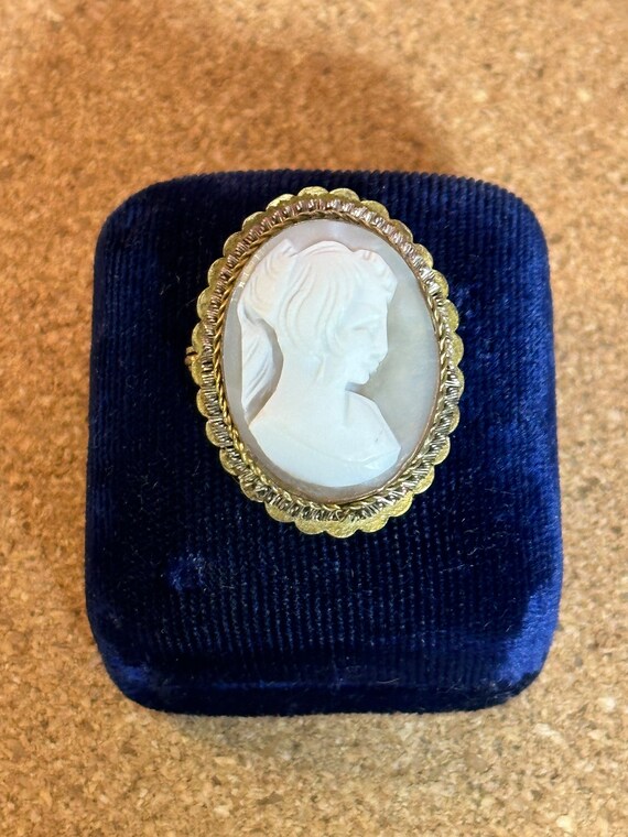 800 antique silver white cameo lady brooch and pe… - image 2