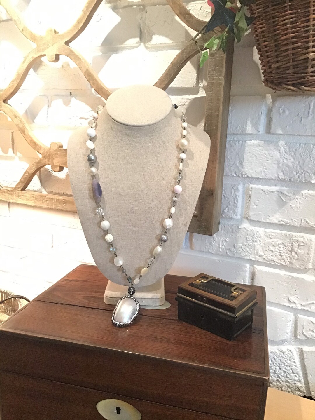 Beaded Necklaces, Baroque Pearl Pendant, Rhinestones, Beach Themed ...