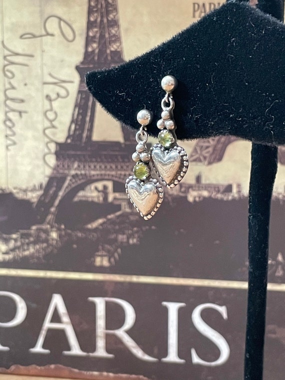 Sterling heart dangle earrings, native inspired, … - image 2