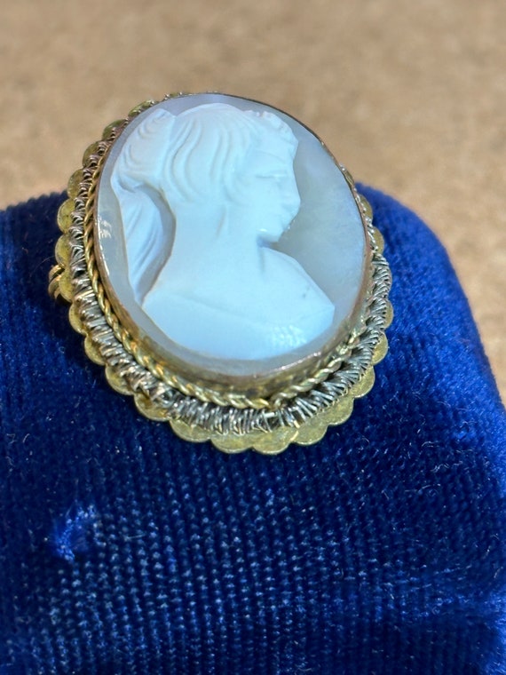 800 antique silver white cameo lady brooch and pe… - image 4