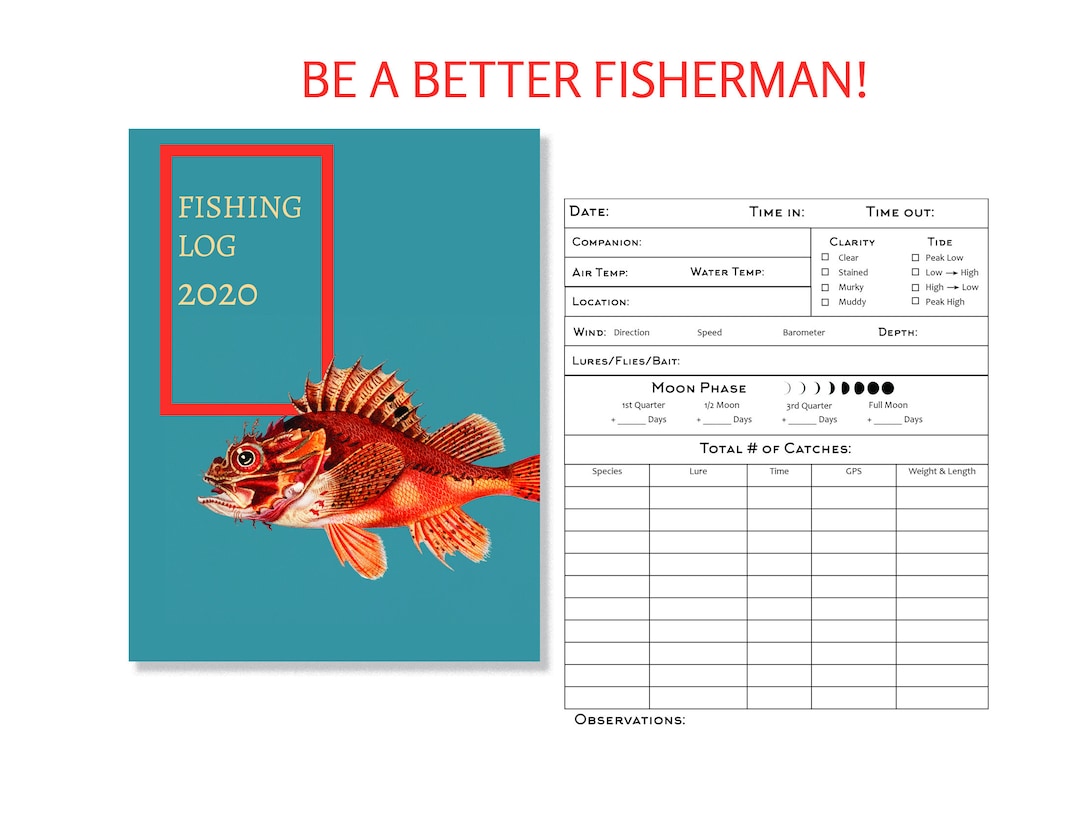 Fishing Log Book A4 Printable Fishing Log Book Etsy Canada