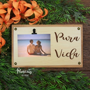 Pura Vida Sign, Wooden Picture Frame, Costa Rica Art, Travel Gift, Wanderlust, Travel Souvenir, Gift for Women, Gift for Men, Vacation Gift