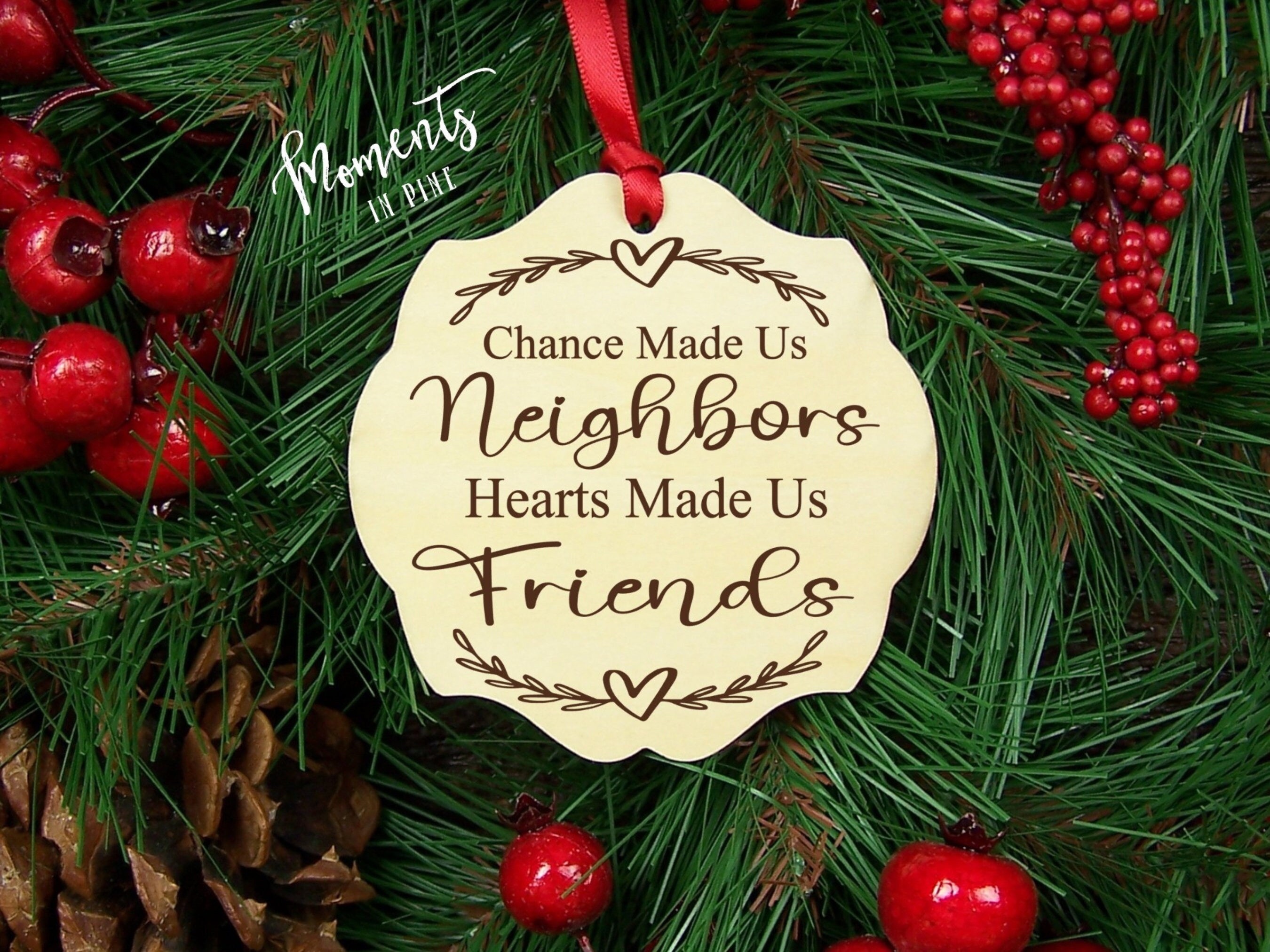 Personalized Neighbor Christmas Ornaments - Neighbor by Chance Friends by  Choice, Funny Friendship Gift for Neighborhood, Birthday Gifts for The