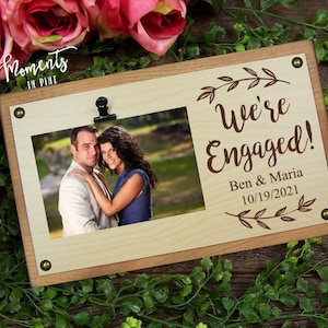 We&#39;re Engaged Personalized Engagement Picture Frame Announcement Gift Wedding Date Frame Engagement Gifts for Couple Engagement Photo Frame
