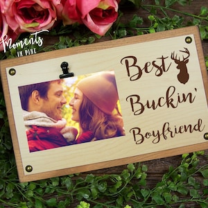 Best Buckin' Boyfriend Gift, Couple Picture Frame Funny Birthday Gift for Boyfriend, Deer Hunting Gift Anniversary Gift for Him, Hunter Gift