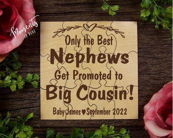 Nephew Pregnancy Announcement Puzzle Personalized Fun Unique Family Baby Reveal, Only the Best Nephews Get Promoted to Big Cousin Baby Gift