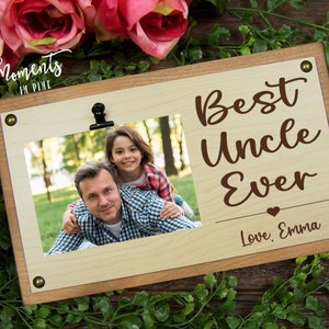 Personalized Uncle Picture Frame Gift for Uncle, Best Uncle Ever Engraved Photo Frame Wood Sign Idea Uncle Gift from Niece, Nephew, New Baby
