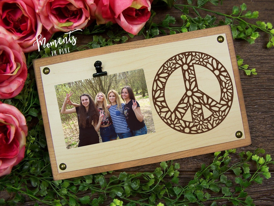 Peace Sign, Peace Symbol Rustic Picture Frame Boho Decor, Hippie Decor ...