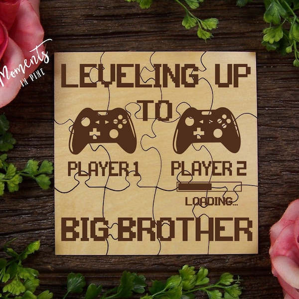Leveling Up To Big Brother Pregnancy Announcement to Siblings To Be Gamer Baby Announcement Puzzle Reveal Ideas, Video Game Player 2 Loading
