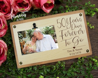 50th Wedding Anniversary Gift for Couple, Husband, Wife, Golden Anniversary, 50 Year Anniversary Gift for Parents Personalized Picture Frame