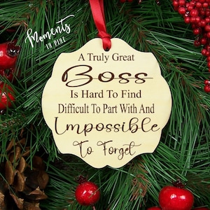 A Truly Great Boss Is Hard To Find Boss Ornament, Boss Farewell Gift, Boss Christmas Gift, Boss Leaving Gift, Goodbye Boss Retirement Gift