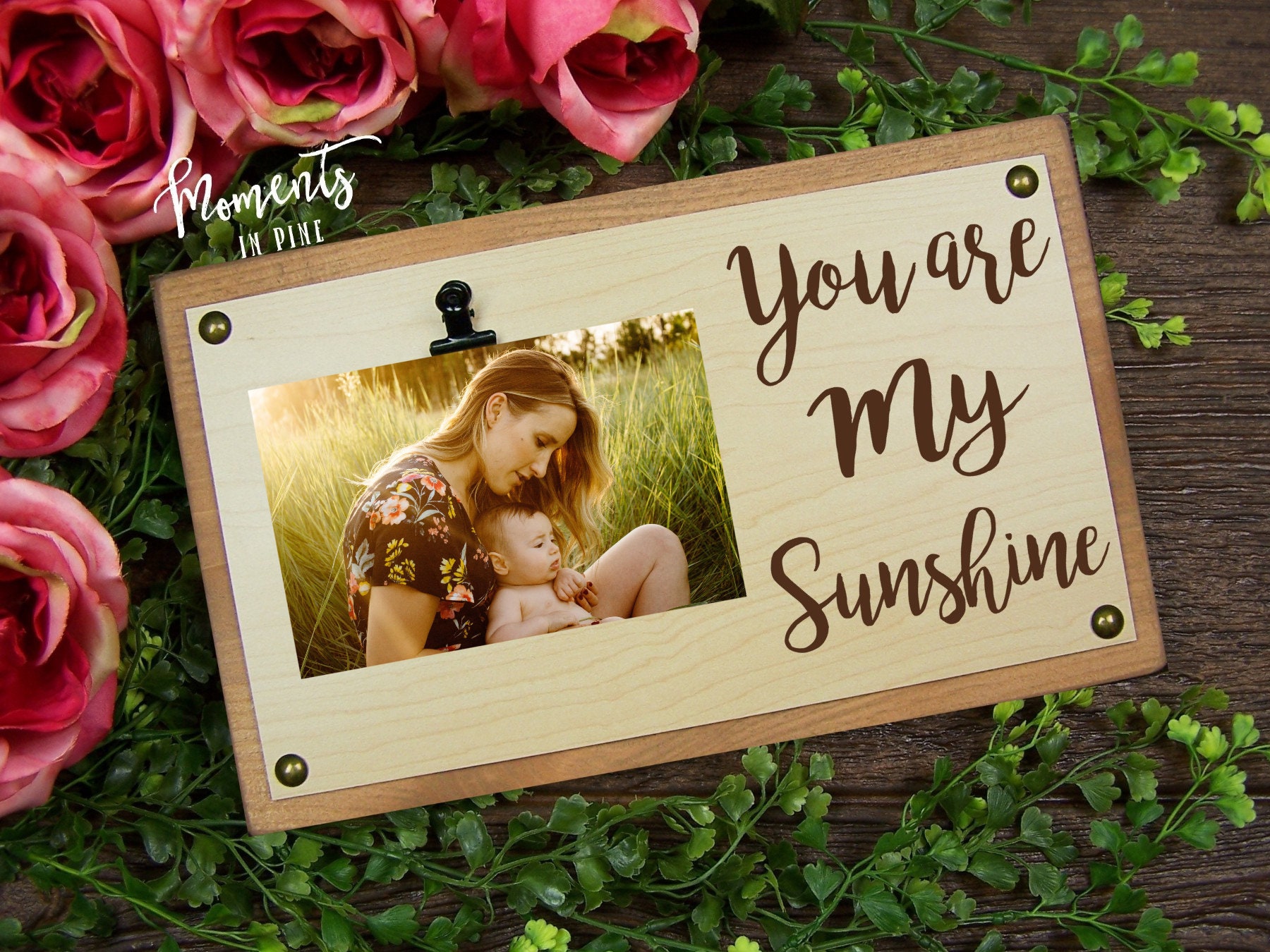 You Are My Sunshine Picture Frame Rustic Wood Sign Theme Baby Etsy