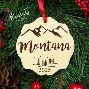 Montana Ornament, Montana Christmas Ornament 2025 Rustic Ornament Gift State Montana Mountains Travel Montana Gift for Men, Christmas Gift
