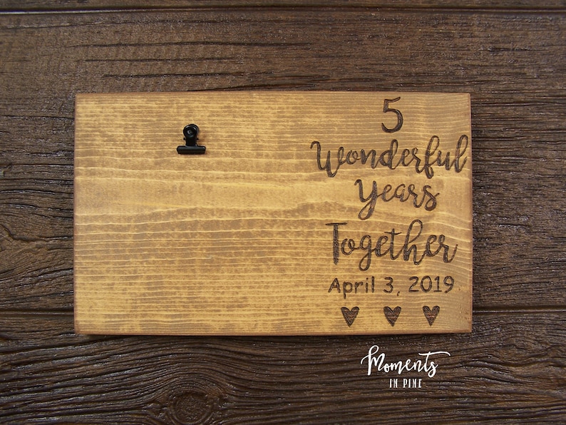 Picture Frame Wood Anniversary Gift for Him for Her Personalized Anniversary Gift for Couple Gift 5 Year Anniversary Gift for Husband Wife