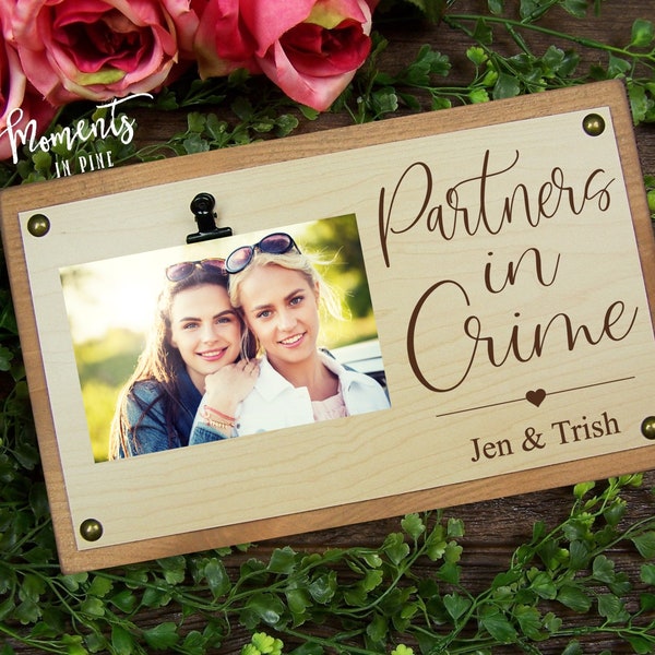 Partners In Crime Picture Frame Christmas Gift for Best Friends, Girl Friend Gifts for Christmas Bff Gifts Bestie Best Friend Birthday Gift