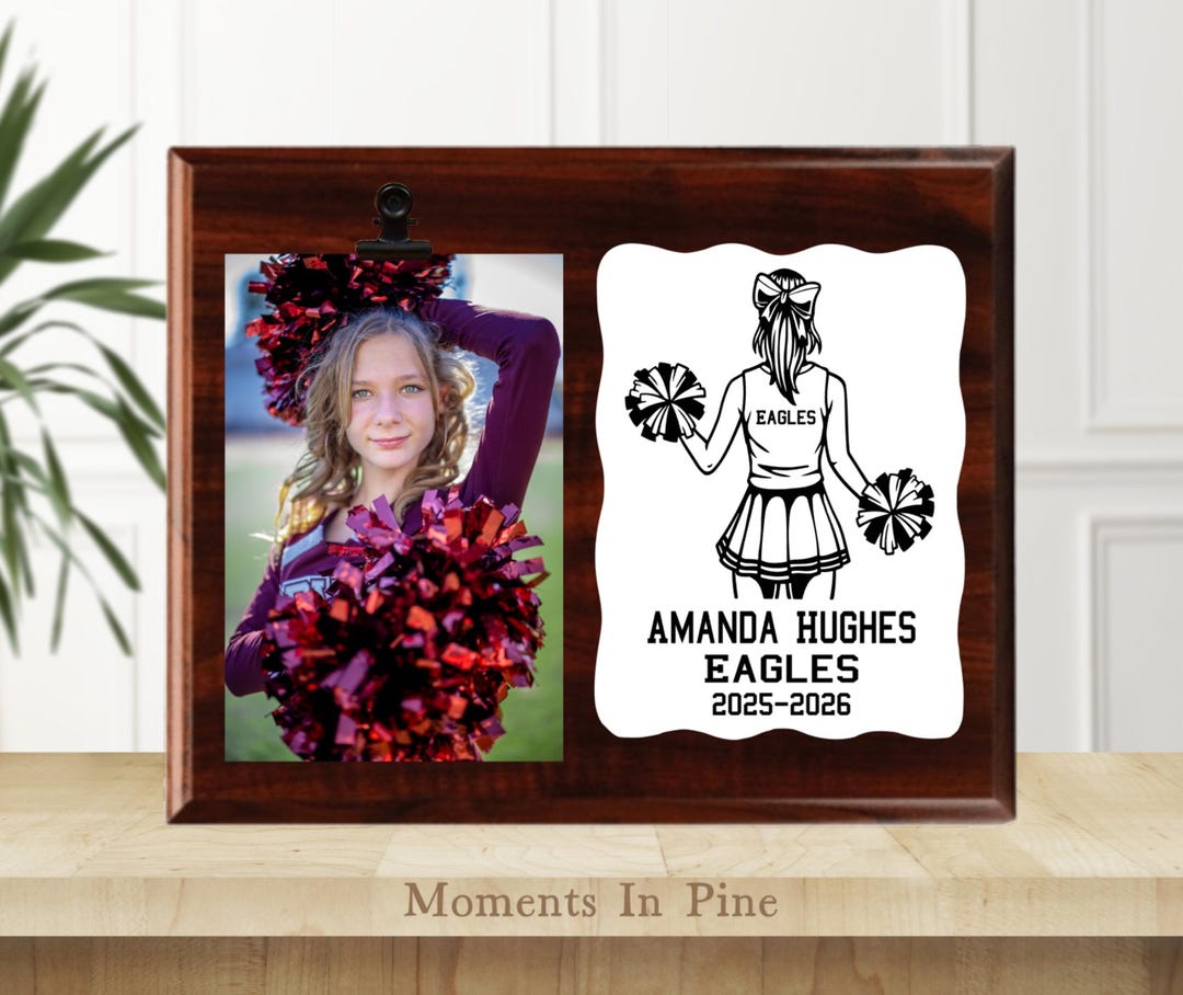 Cheer Photo Frame Engraved Cheerleader Gift Idea, Personalized Cheerleader Picture Frame ...