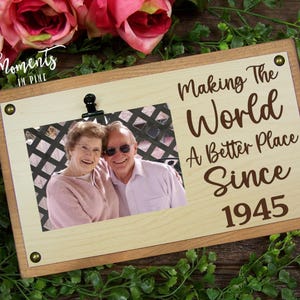 80th Birthday Gift for Mom, Dad, Grandma, Grandpa, Women, Men, Born in 1945, Turning 80 Years Old, Picture Frame Photo Keepsake Gift Idea