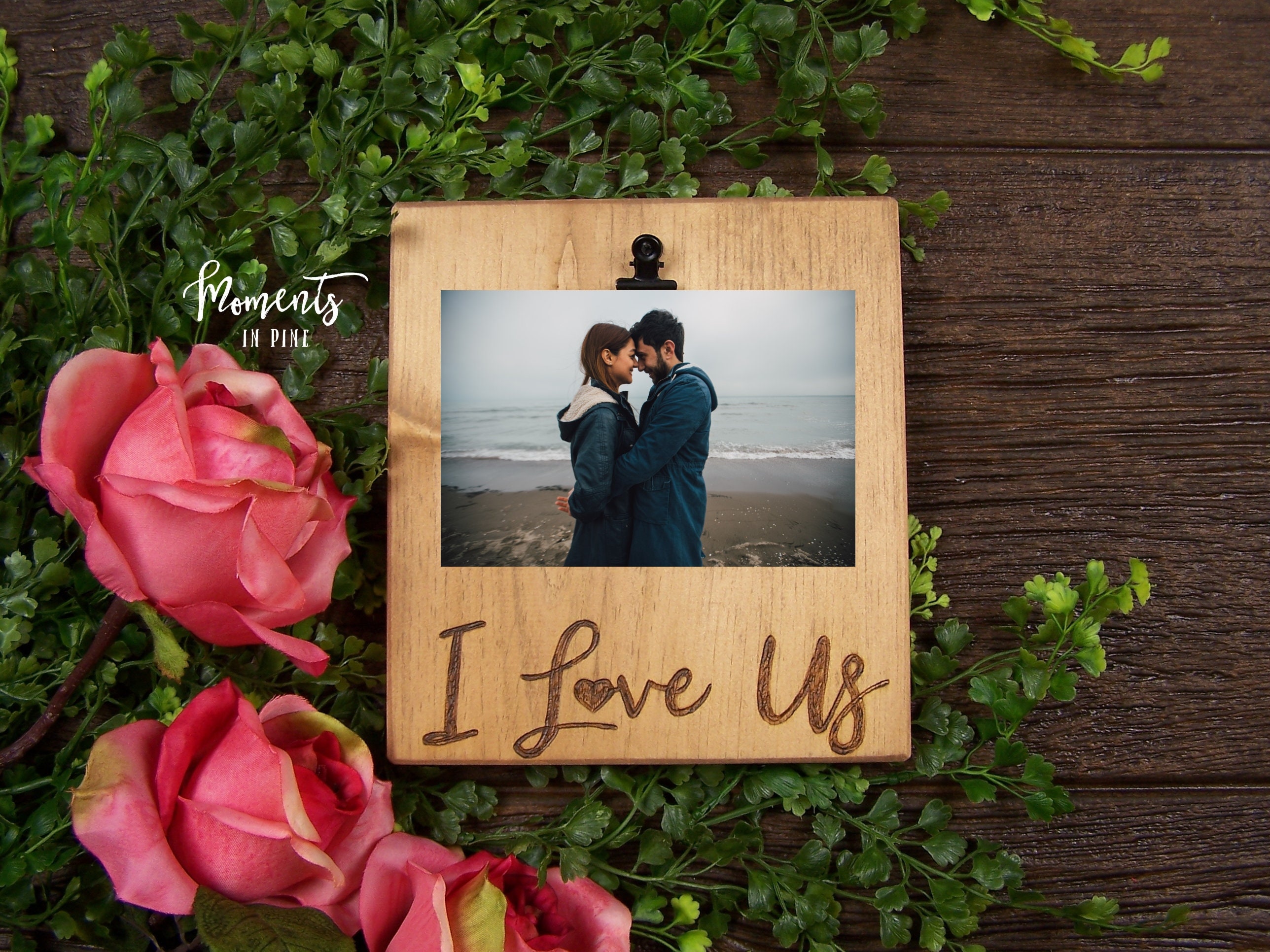 I love Us Engraved Picture Frame Love Quote Wood Sign Etsy