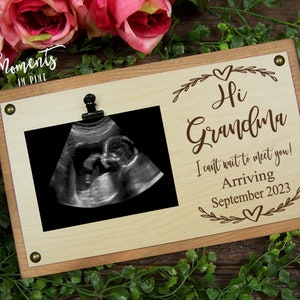 Hi Grandma Pregnancy Announcement to Grandma on Mothers Day, Surprise Baby Reveal Ultrasound Picture Frame Gift, I Can&#39;t Wait To Meet You