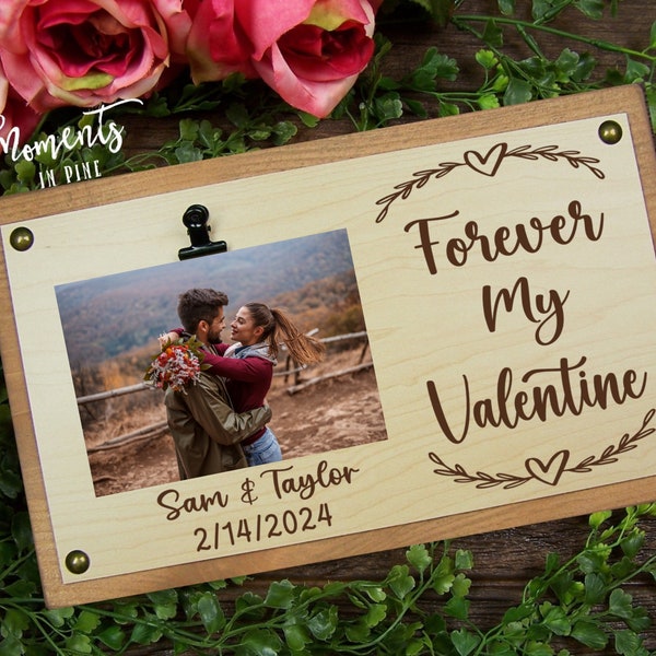 Forever My Valentine Picture Frame Personalized Valentine's Day Gift for Boyfriend or Girlfriend, Husband Wife Gift, Engraved Soulmate Gift