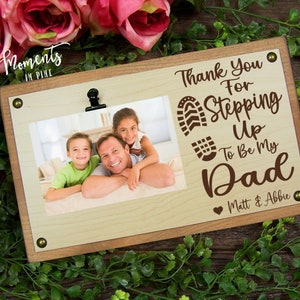 Stepped Up Dad Picture Frame Bonus Dad Gift, Personalized Stepdad Gift from Kids, Stepdad Fathers Day Gift, Birthday, Stepdad Christmas Gift