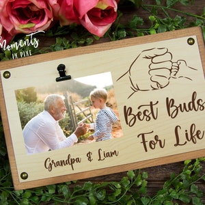 Fist Bump Grandpa Gift from Grandson or Baby, Best Buds For Life Picture Frame, Birthday Gift or Personalized Father&#39;s Day Gift for Grandpa