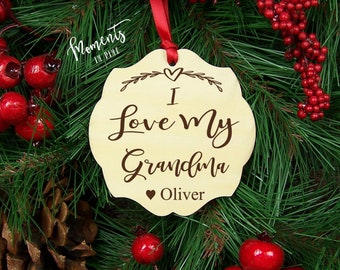 Grandma Christmas Ornament Keepsake, I Love My Grandma Gift Personalized Grandma Gift From Grandson, Granddaughter, Grandma Christmas Gift