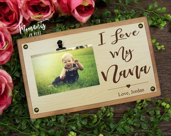 Nana Gift from Grandson, Granddaughter Grandkids I Love My Nana Picture Frame Sign Personalized Nana Photo Frame Keepsake Birthday Christmas