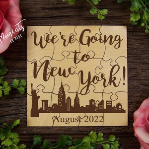 We're Going To New York Trip Gift Idea NYC Surprise Trip Puzzle Announcement New York City Bachelorette Girls Weekend Family Vacation Reveal