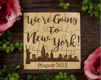 We&#39;re Going To New York Trip Gift Idea NYC Surprise Trip Puzzle Announcement New York City Bachelorette Girls Weekend Family Vacation Reveal