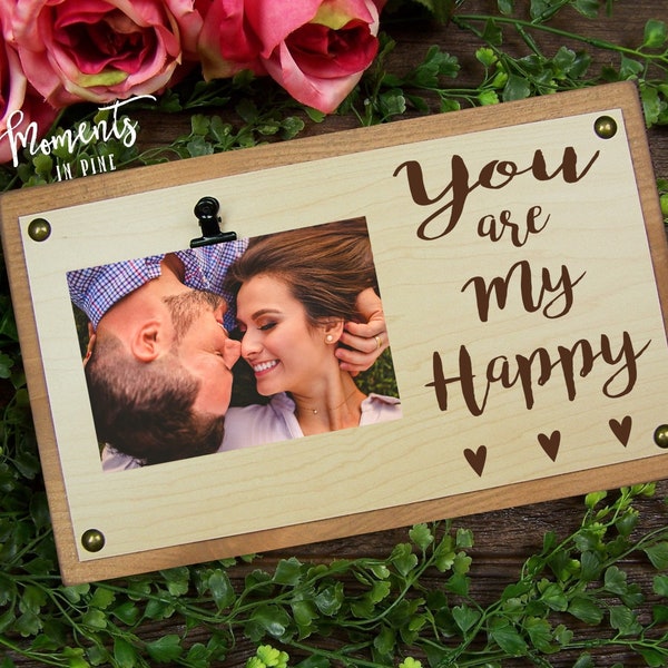 You Are My Happy Picture Frame Engraved Gift for Him, Valentines Day Gift for Husband, Wife, Boyfriend Girlfriend Gift, Romantic Couple Gift