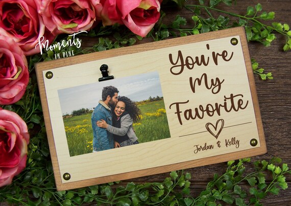 Personalized Picture Frame Photo Keepsake, You're My Favorite Person, Boyfriend Girlfriend Anniversary Valentines Day Gift Cute Couples Gift