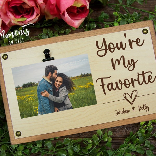 Personalized Picture Frame Photo Keepsake, You're My Favorite Person, Boyfriend Girlfriend Anniversary Valentines Day Gift Cute Couples Gift