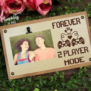 Gamer Gift, Gaming Anniversary Gift, Forever In 2 Player Mode Picture Frame Personalized Gamer Couple Gift Wedding Gift Geek Engagement Gift