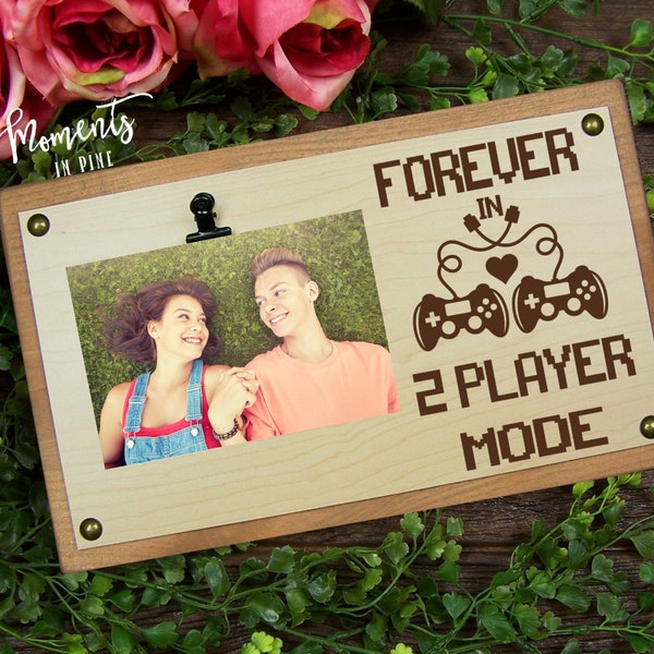 Gamer Gift, Gaming Anniversary Gift, Forever In 2 Player Mode Picture Frame Personalized Gamer Couple Gift Wedding Gift Geek Engagement Gift
