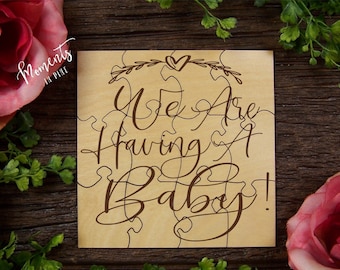 We Are Having A Baby Announcement Puzzle Reveal Fun Surprise Pregnancy Announcement for Grandparents, Family, Friends, Engraved Message Gift