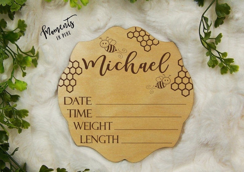 Honeycomb Birth Announcement Sign Birth Stats Sign Bee Baby Gift Honey Bee Baby Shower Gift Hospital Baby Name Sign Newborn Photography Prop