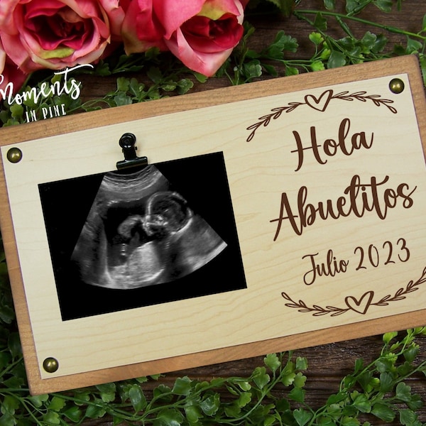 Hola Abuelitos Pregnancy Announcement Abuelita Gift Spanish Baby Picture Frame Espanol, Fun Baby Reveal Gift To Grandparents Abuela y Abuelo