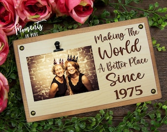50th Birthday Gift for Women Friends, 50th Birthday Gift for Men, Mom, Best Friend, Personalized Picture Frame Photo Keepsake, Born in 1975