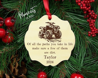 Personalized ATV Ornament, Engraved ATV Racing Christmas Ornament 4-Wheeler Motorsports Dirt Track Racin, Dirt Road Quad Bike Gift Adventure