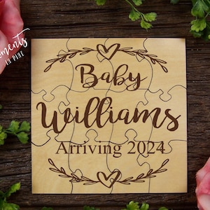 Pregnancy Announcement Gift Personalized Baby Name Baby Arriving 2024 Surprise Announcement Puzzle Fun Baby Reveal Grandparents, Husband image 1