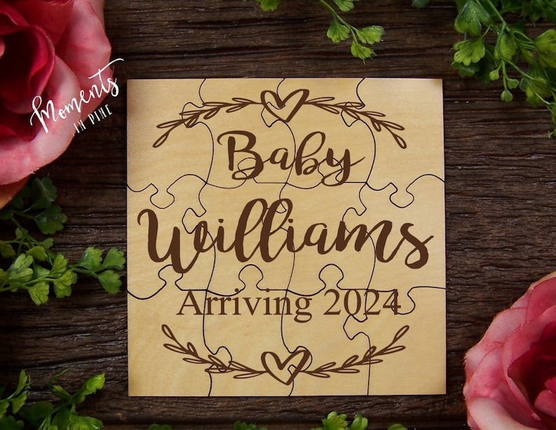 Pregnancy Announcement Gift Personalized Baby Name Baby Arriving 2024 Surprise Announcement Puzzle Fun Baby Reveal Grandparents, Husband image 1