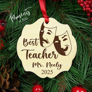 Drama Teacher Gift, Comedy Tragedy Masks Decor, Theater Mask Personalized Best Teacher Ornament, Drama Club, Theatre Gifts Christmas Gift