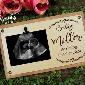 Ultrasound Picture Frame Baby Announcement Pregnancy Reveal to Parents Grandparents Gift, New Baby Sonogram Frame Personalized Name and Date