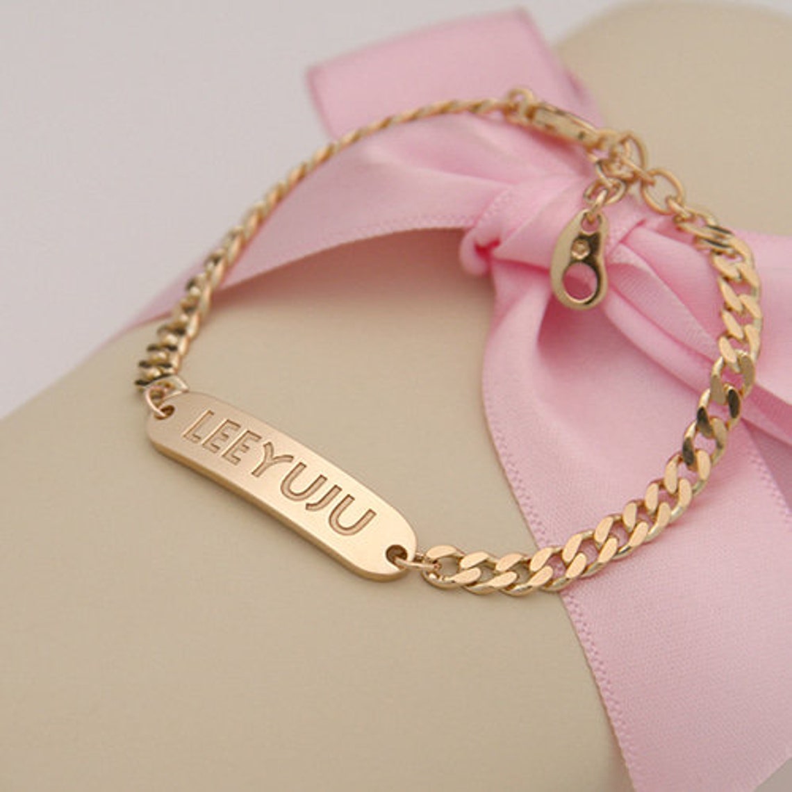 Custom Engravable Solid 14K Gold ID Bracelet Personalize Etsy
