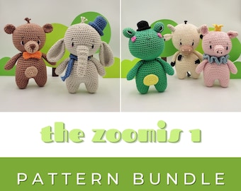 Amigurumi Combo Pattern - Crochet Pattern - Frog Pattern - Pig Pattern - Elephant Pattern - Bear Pattern - Cow Pattern - PDF - The Zoomis 1