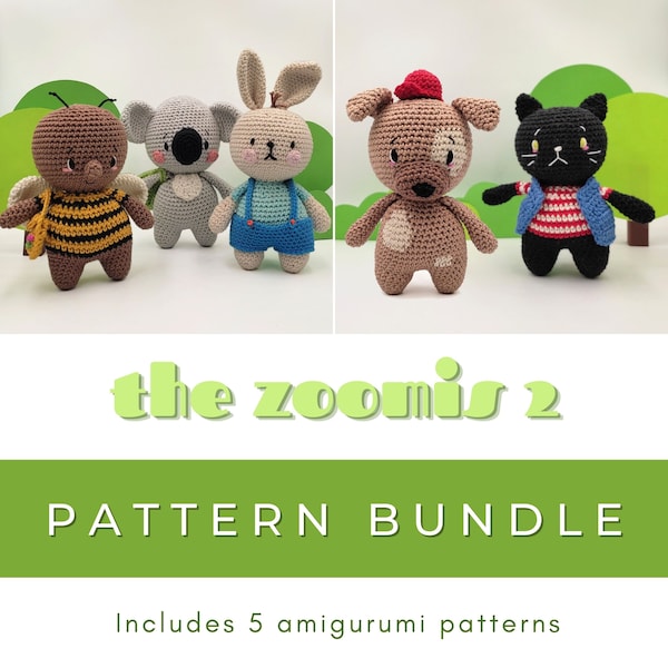 Amigurumi Combo Pattern - Crochet Pattern - Dog Pattern - Cat Pattern - Bee Pattern - Bunny Pattern - Koala Pattern - PDF - The Zoomis 2